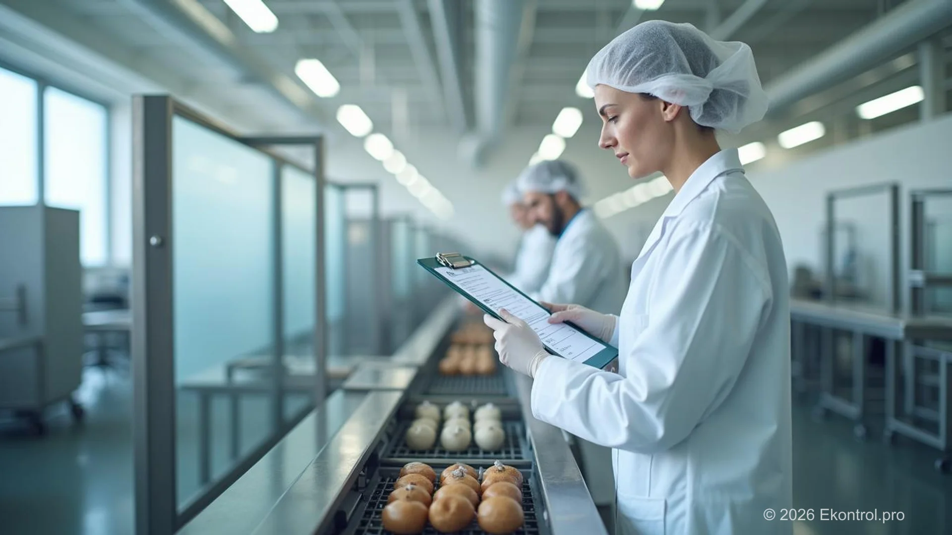 Спеціаліст з безпечності харчових продуктів перевіряє критичні контрольні точки HACCP на виробничій лінії