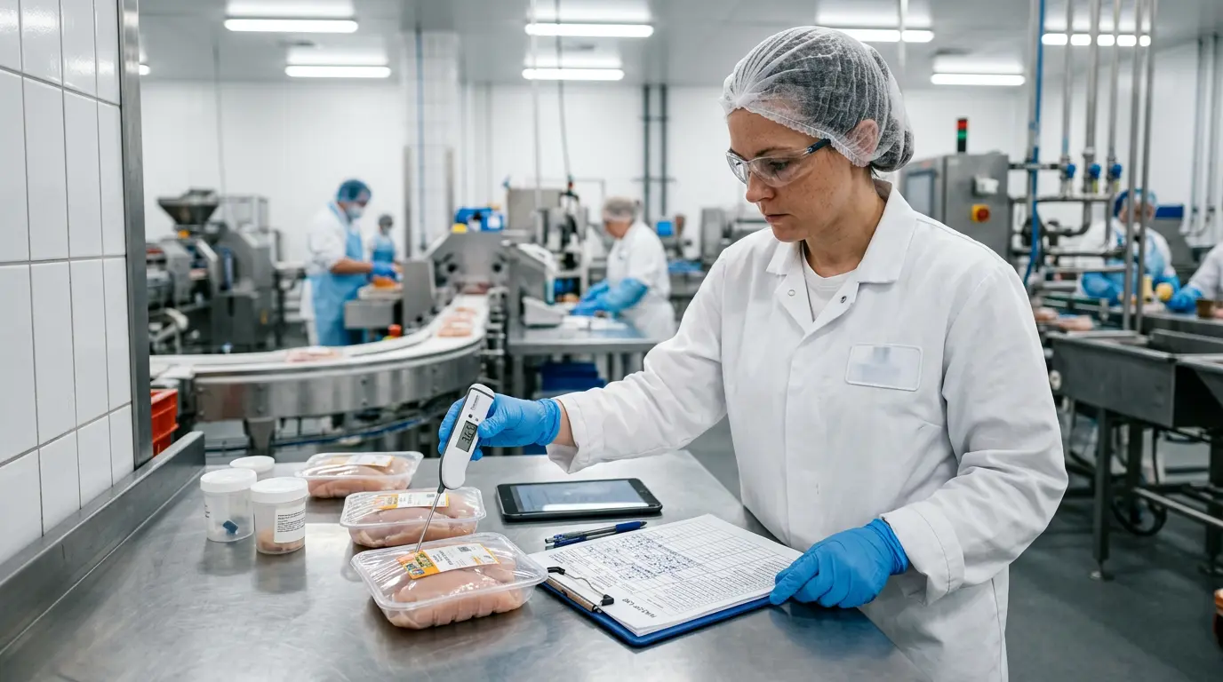 Менеджер з якості переглядає документацію HACCP у харчовому виробництві