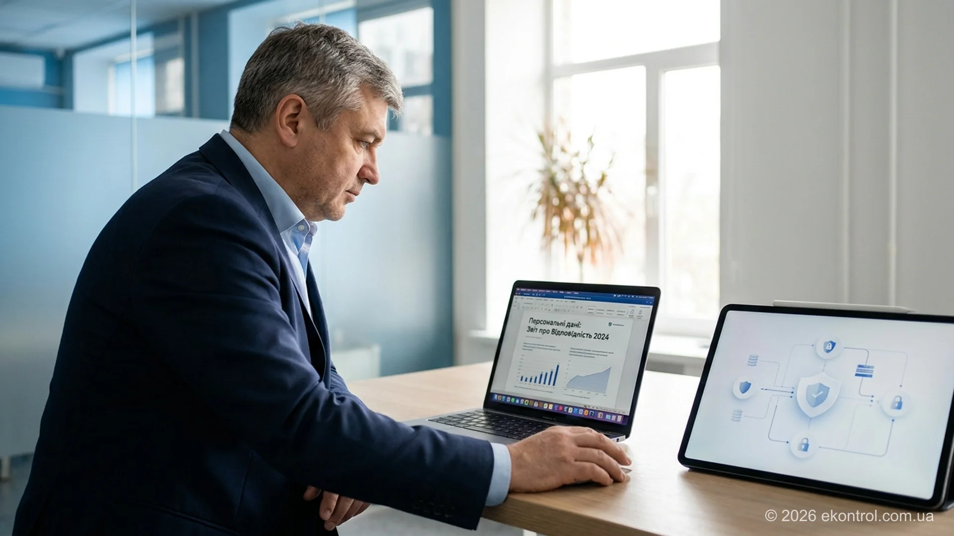 Personal data protection in Ukraine — consultant reviewing ISO 27001 and ISO 27701 compliance requirements
